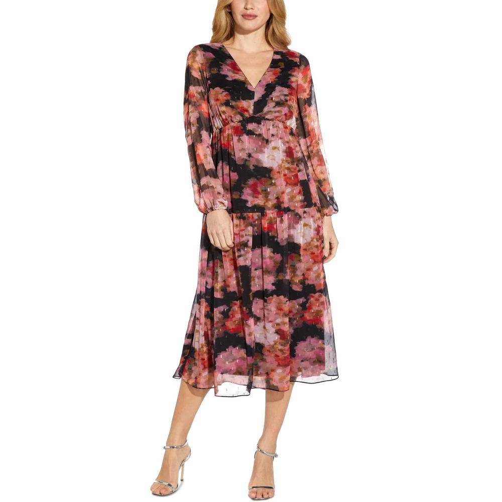 New Adrianna Papell  Womens Floral Dress Size 0 Pink Garden Party Brunch Event